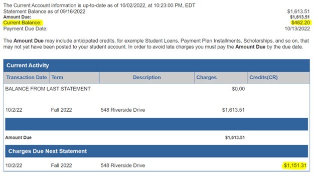 This screenshot shows where to look for the vacancy adjustment credit