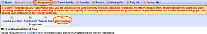 Housing Portal- Move-In Appt