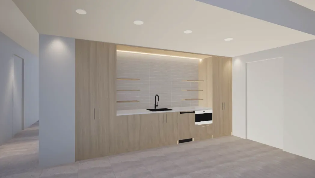 Rendering of floor kitchenettes at 99 Claremont
