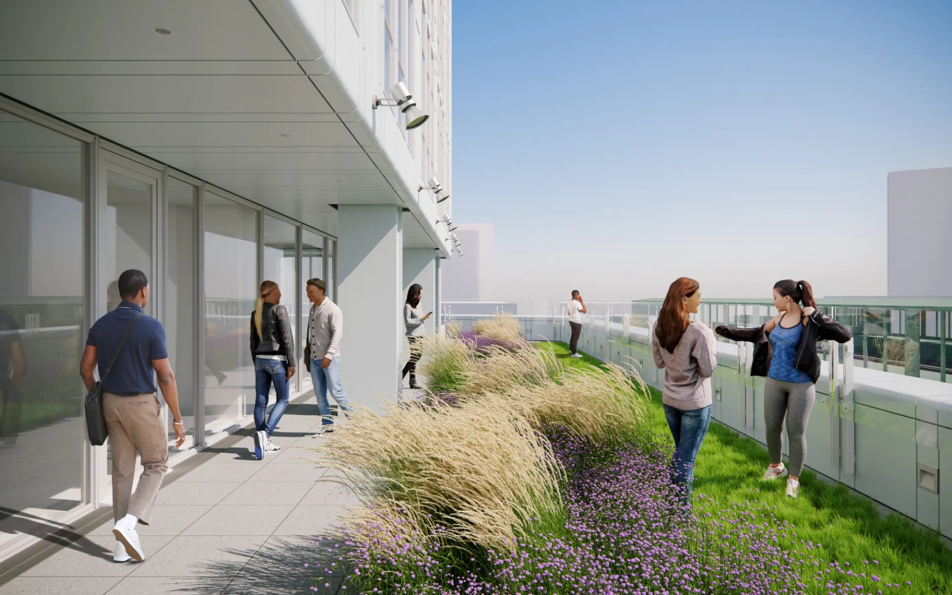 Rendering of the level 6 terrace, facing Broadway and north