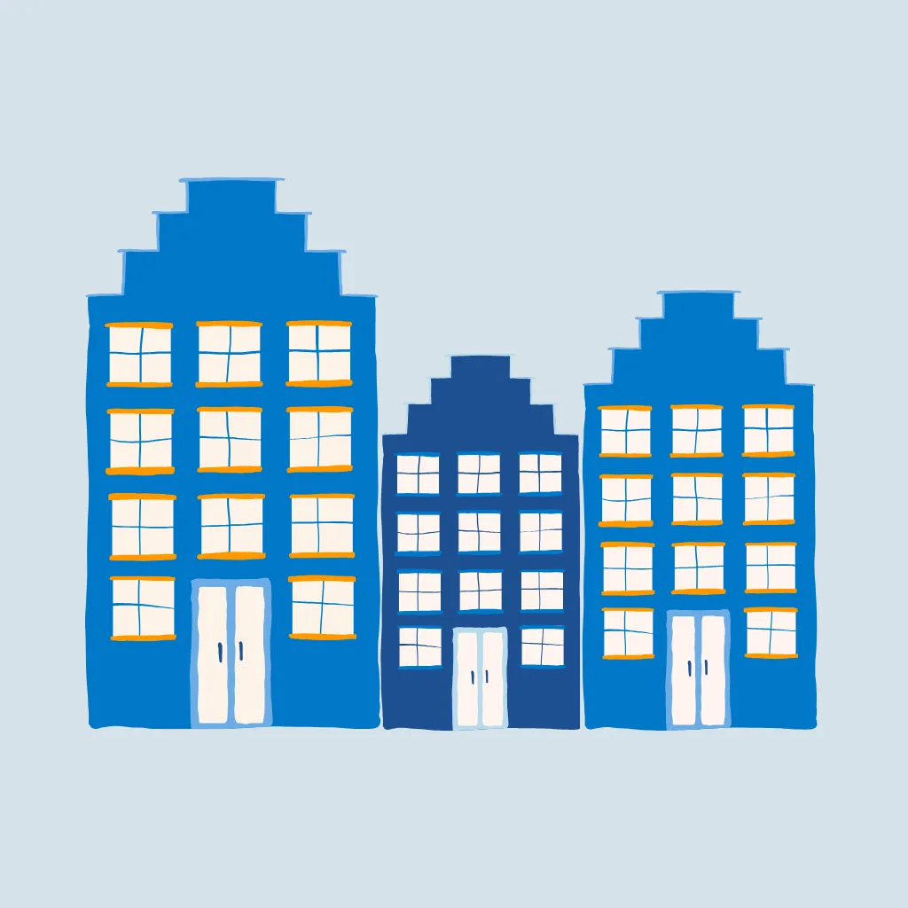 three city buildings icon