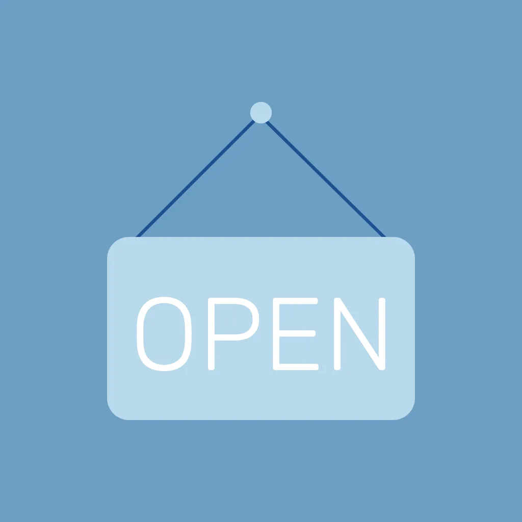 Icon showing an open sign