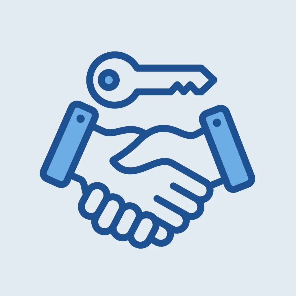 Two hands giving apartment keys