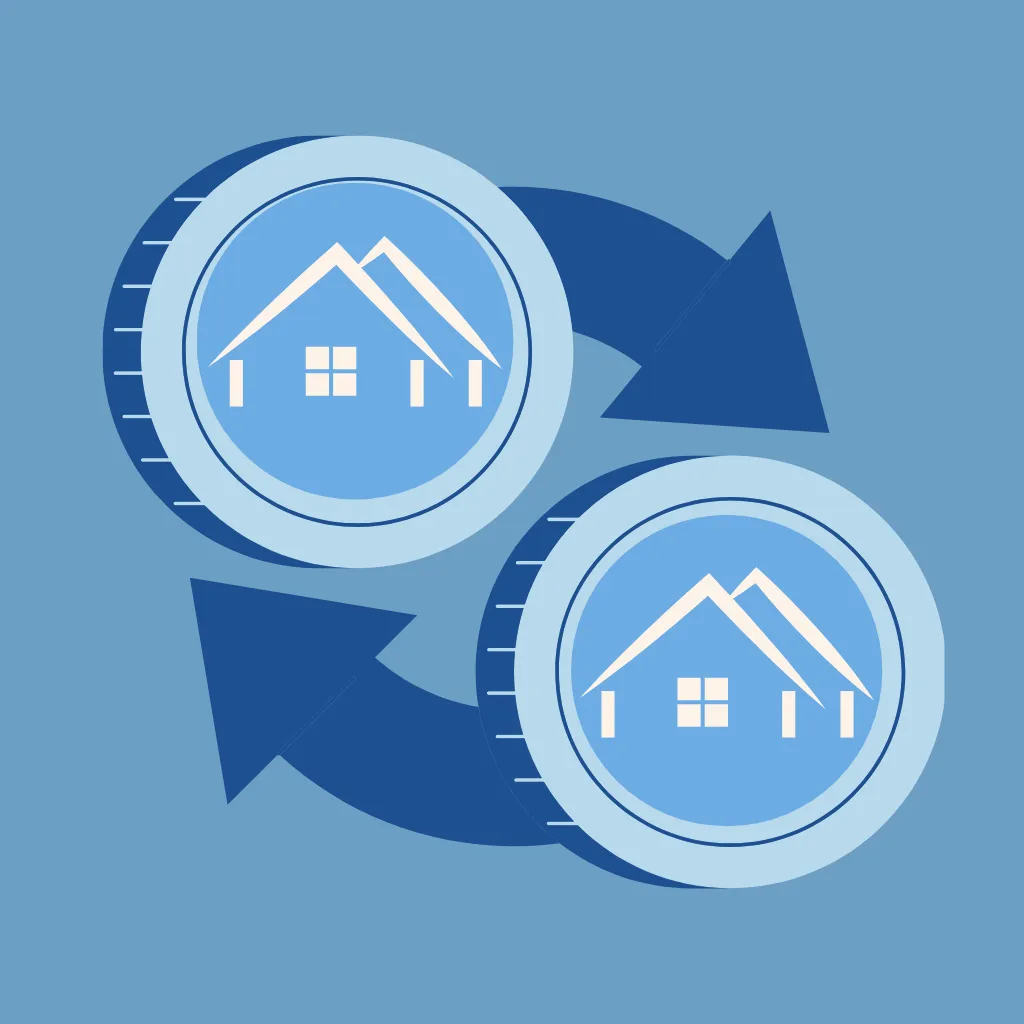 Two arrows indicating a change of apartment